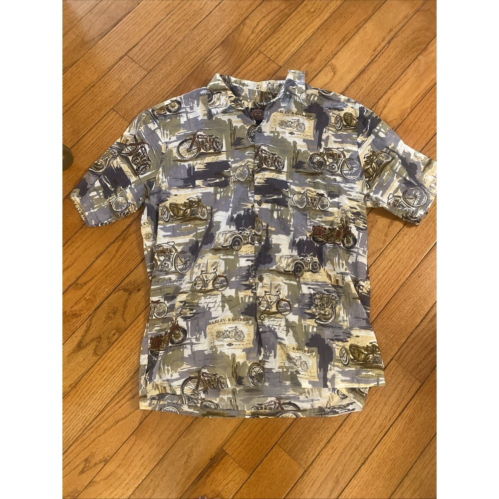 VTG Harley  Davidson Hawaiian Shirt Men's  XL Bikes Button Down USA